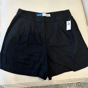 New Women Old Navy High Rise 3.5" Inseam Linen Black Elastic Waist Shorts Size S
